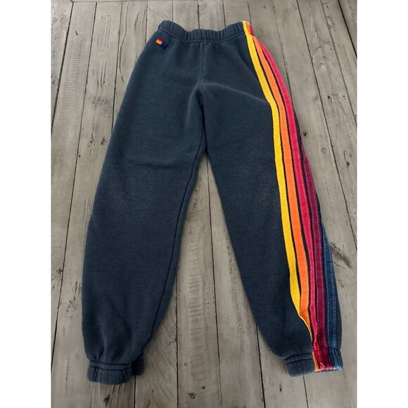 AVIATOR NATION KID'S 5 STRIPE SWEATPANTS - CHARCOAL SIZE 6 - Picture 1 of 3